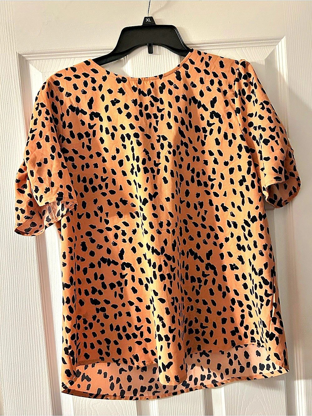 Papermoon Animal Print Short Sleeve Blouse Size Large